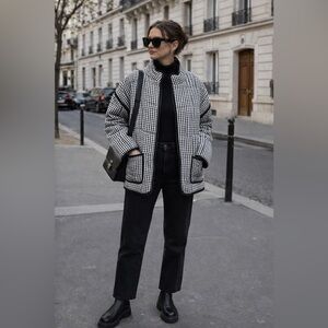 Thread & Supply Black & White Gingham Quilted Jacket XL